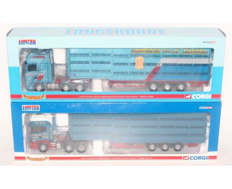 A Corgi Hauliers of Renown limited edition 1/50 scale livestock transporter diecast group, two boxed examples, both appear as