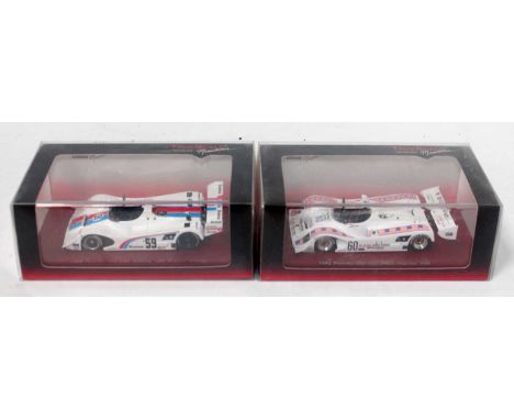 A Truescale Miniatures 1/43 scale resin and diecast Porsche racing car group to include a 1991 Porsche 966 No. 60 IMSA Dayton