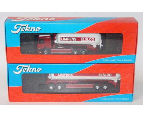 A Tekno 1/50 scale road transport diecast group to include a Limpens Elsloo DAF 95/480 rigid tanker tipper with wagon train t