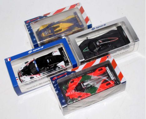 A Spark Models 1/43 scale resin Motorsport plastic cased race car group, four boxed as issued examples to include Ref. Nos. S
