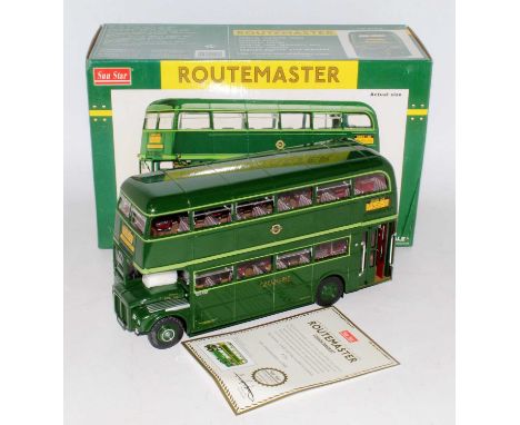 A Sunstar 1/24 scale limited edition model of an RMC 1453 Green Line Route Master coach model No. 2904 housed in the original