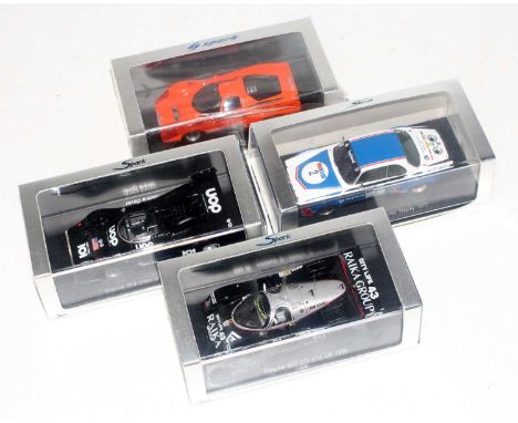 A Spark Models 1/43 scale Motor Sport and Sports Car resin car group, to include Ref. Nos. S3136, S1913, S1120, and S0778, al