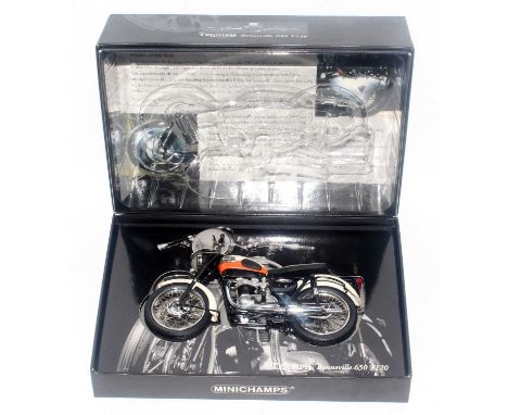 A Minichamps model No. 12213300 Classic Bike series No. 1 1/12 scale model of a Triumph Bonneville 650 T120 1959 motorcycle, 