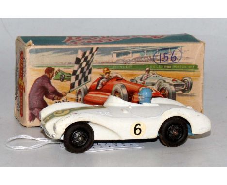 A Crescent Toys No. 1291 model of an Aston Martin DB3S sports car finished in white with racing No. 6, housed in-correct box 