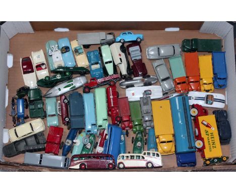 40+ various mainly repainted Dinky Toy, Crescent, Corgi and other vintage diecast models to include a repainted Heinz deliver