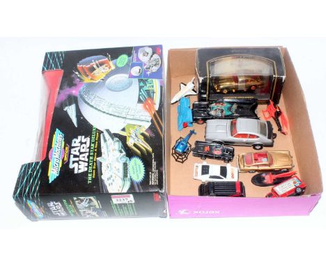 A quantity of various TV related diecast accessories to include a Micro Machines Star Wars Playset, a Corgi Toys Batmobile, a