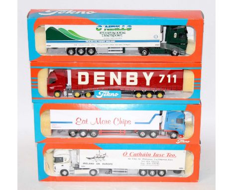 A Tekno 1/50 scale road transport diecast group, four various boxed examples to include a Denby of Lincoln 711 tractor unit a