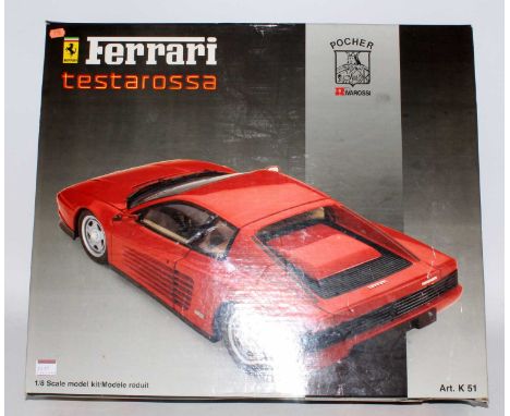A Pocher kit No. K51 boxed 1/8 scale plastic, white metal and leather kit for a Ferrari Testarossa housed in the original all