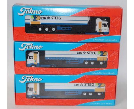 A Tekno 1/50 scale road transport diecast group, all Van der Steeg examples, comprising of various tractor units and trailers