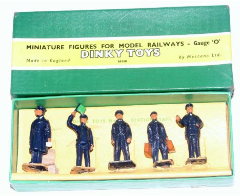 A Dinky Toys miniature for model railways 0 gauge gift set No. 001 station staff, housed in the original all-card display box