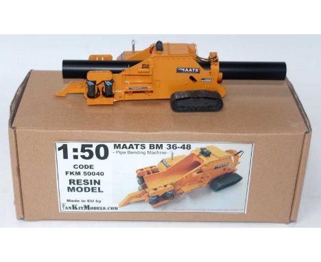 A Fan Kit Models 1/50 scale resin factory built model of an FKM 50040 Maats BM36-48 Pipe Bending Machine, finished in orange 