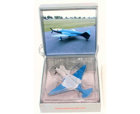 A Spark Models No. S2300 1/43 scale model of a Demonge Bugatti Aircraft finished in blue with red cockpit, housed in the orig