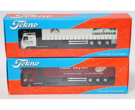 A Tekno 1/50 scale road transport diecast group to include a Neil Taylor Scania 124L/420 tractor unit with curtainside traile