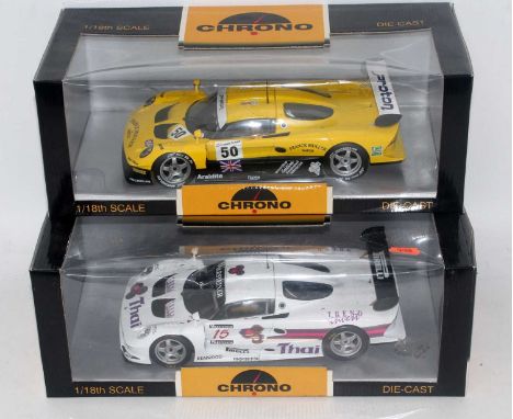 A Chrono 1/18 scale Lotus High Speed Racing Classic Car Group to include a Lotus Elise GT1 Thai 1997 race car, as driven by R