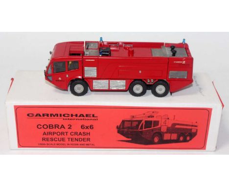 An RSH Model 1/50 scale resin and white metal factory kit built model of a Carmichael International Cobra 2 6x6 Airport Crash