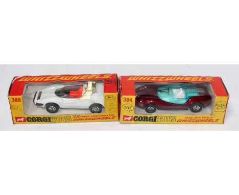 A Corgi Toys Whizz Wheels diecast group to include a No. 384 Adams Brothers Probe 16 race car finished in metallic red with w