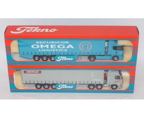 A Tekno 'The British Collection' 1/50 scale road transport diecast group to include a No. 72 Cave Wood Volvo FH tractor unit 