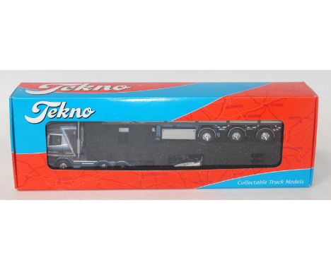 A Tekno 1/50 scale Gerard Serne model of a Scania 144L 530 V8 Topline tractor unit with stone trailer, housed in the original