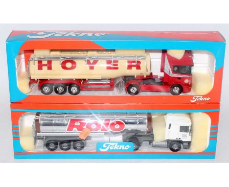 A Tekno 1/50 scale road transport diecast group to include an ERF Nestle tractor unit with Rollo tanker trailer (tanker requi