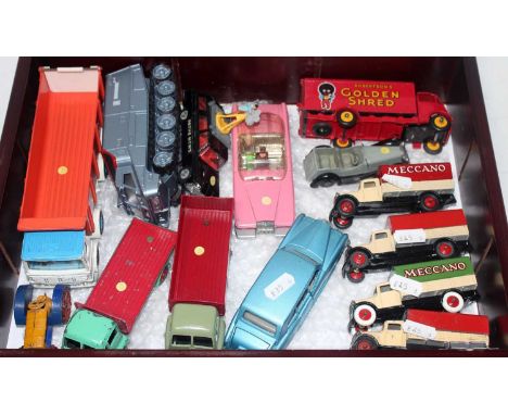 A Dinky Toys loose repainted and playworn diecast group to include a Robertsons Golden Shred delivery lorry, a Dinky Toys pre