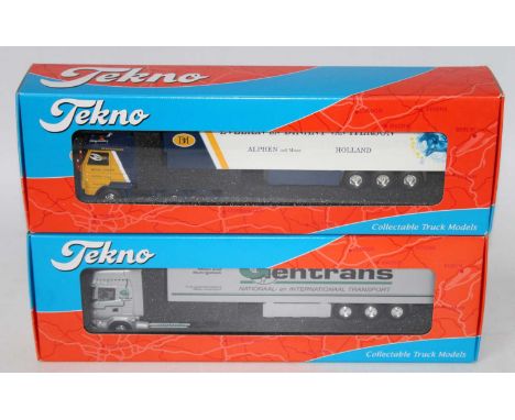 A Tekno 1/50 scale road haulage diecast group to include a Gentrans Scania R380 tractor unit with 40ft box trailer, together 