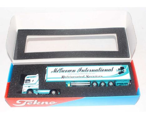 A Tekno 1/50 scale McGeown International Refrigerator Services model of a DAF XF 530 tractor unit and refrigerator trailer, h