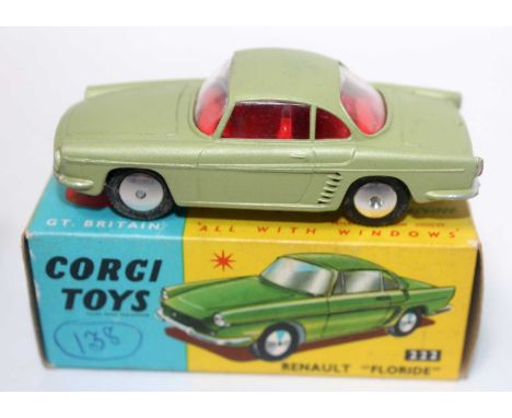 A Corgi Toys No. 222 Renault Fluoride comprising of light olive body with red interior and spun hubs, housed in the original 