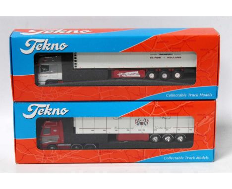 A Tekno 1/50 scale Dutch road transport diecast group, to include a HA Tukker, model of a Volvo tractor unit with refrigerate