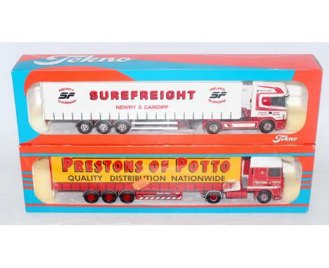 A Tekno 1/50 scale road haulage diecast group, two boxes examples to include a Prestons of Potto DAF 95 XF tractor unit with 