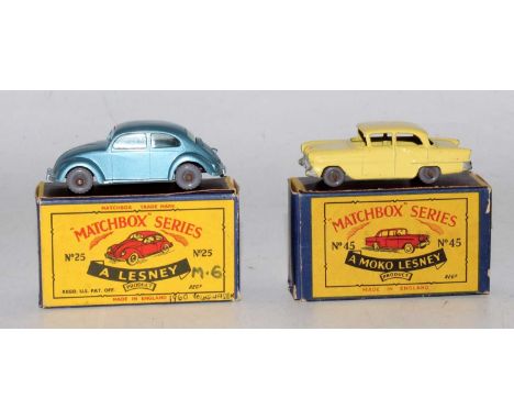 A Matchbox 1/75 series boxed diecast group to include  a No. 45 Vauxhall Victor finished in yellow with grey plastic wheels, 