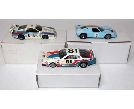 A Tenariv BAM &amp; Automany 1/43 scale white metal and resin kit built and motor sport car group to include a Tenariv Ford M