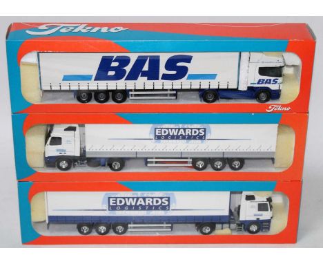 A Tekno 1/50 scale British Collection Edward Logistics and Bas Transport Group, to include an Edwards Logistics Mercedes Benz