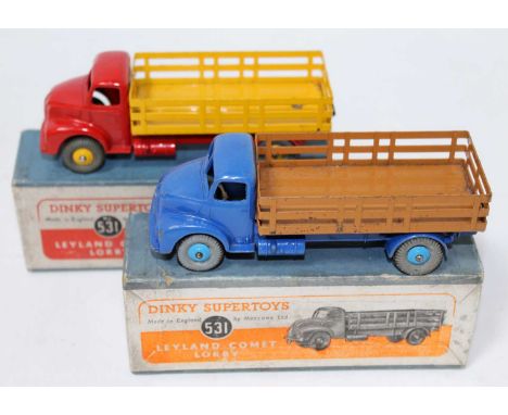 A Dinky Toys No. 531 Leyland Comet lorry boxed diecast group, two boxed examples with some minor playwear to include No. 531 