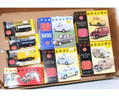 14 various boxed as issued mixed scale Vanguards commercial vehicles and saloons, to include Police Panda Cars of the 1960s g