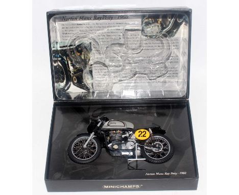 A Minichamps model No. 122132400 Classic Bike series No. 26 1/12 scale model of a Norton Manx Ray Petty 1960 motorcycle, hous