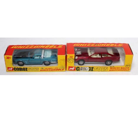 A Corgi Toys Whizz Wheels boxed diecast group to include a No. 301 Iso Grifo 7 litre, finished in metallic blue and black wit