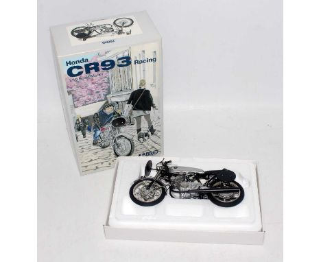 An Ebbro 1/10 scale model of a Honda CR93 racing motorcycle housed in the original pictorial polystyrene packed box (NM,BNM)