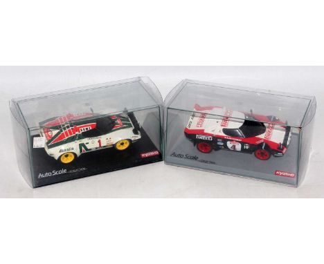 An Auto Scale Collection by Kyosho Mini-Z radio controlled car body group to include a Lancia Stratos 1977 Monte Carlo No. 1 