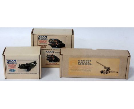 An Asam and A Smith Automodels 1/48 scale boxed unmade military kit group to include an SM83 Long Tom 155mm Howitzer carriage