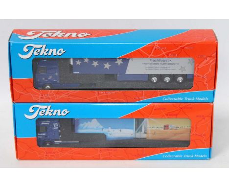 A Tekno 1/50 scale road transport diecast group, two boxed as issued examples to include a Wirtz Scania 144L tractor unit wit