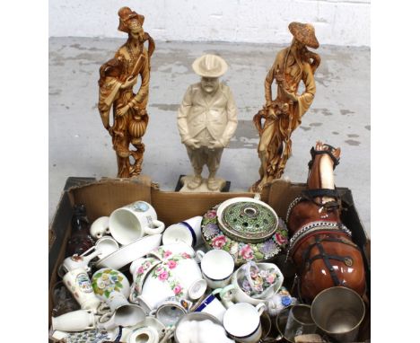 A quantity of ceramics to include a vintage blue and white coffee set, a Foley part tea service, shire horse, Oriental compos