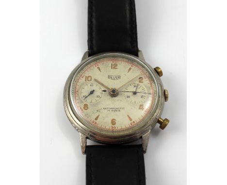 Heuer; a vintage gentlemen's stainless steel backed chronograph wristwatch. CONDITION REPORT Appears to run when wound, the t