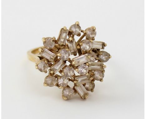 A 9ct gold white stone cluster ring, size O, approx 5g.