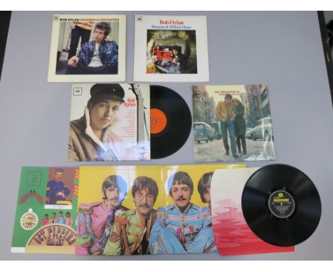 Five Excellent condition LP vinyl records including The Beatles Sgt Peppers Lonely Hearts Club Band (gatefold w/ original inn