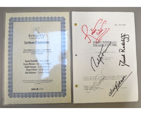 "Harry Potter and the Goblet of Fire" (2004) original script hand signed by Daniel Radcliffe as Harry Potter, Emma Watson as 