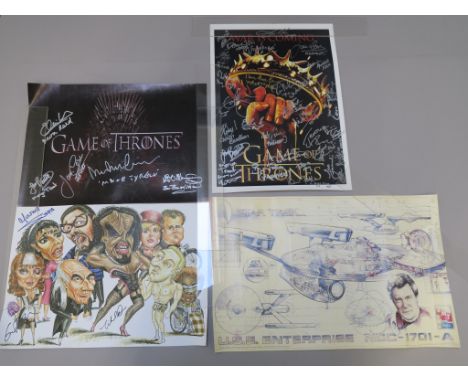 Signed posters including Game of Thrones cast signed posters (2) with signatures from The Night King, Hodor, Joffrey, King Ro