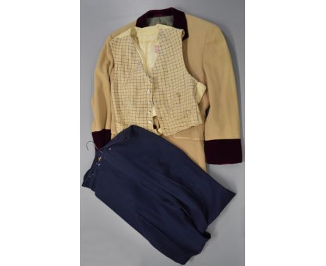 Darren McGavin Western Costume co beige coat with red velvet collar and button typed label with actors name chest 41 inch, sl