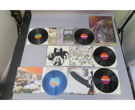 Led Zeppelin five LP vinyl records including I, II, II, IV &amp; Houses of the Holy - I Atlantic 588171 red and maroon label 