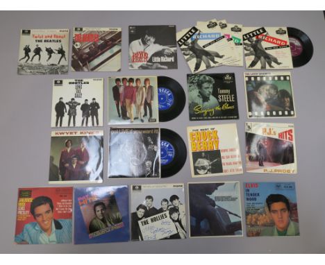 Twenty E.P. vinyl records including The Beatles No 1 (Mono GEP 8883), Twist and Shout (Mono GEP 8882), Long Tall Sally (Mono 