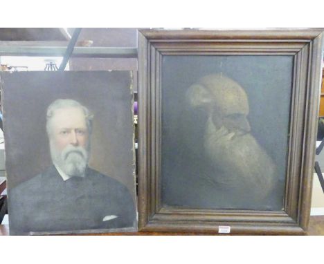 Late 19th century English school - Bust portrait of a bearded gentleman, oil on canvas, 46 x 35.5cm; and one other - profile 